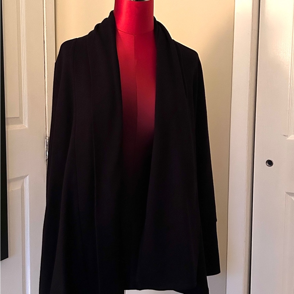 Elegant Black Open Front Cardigan